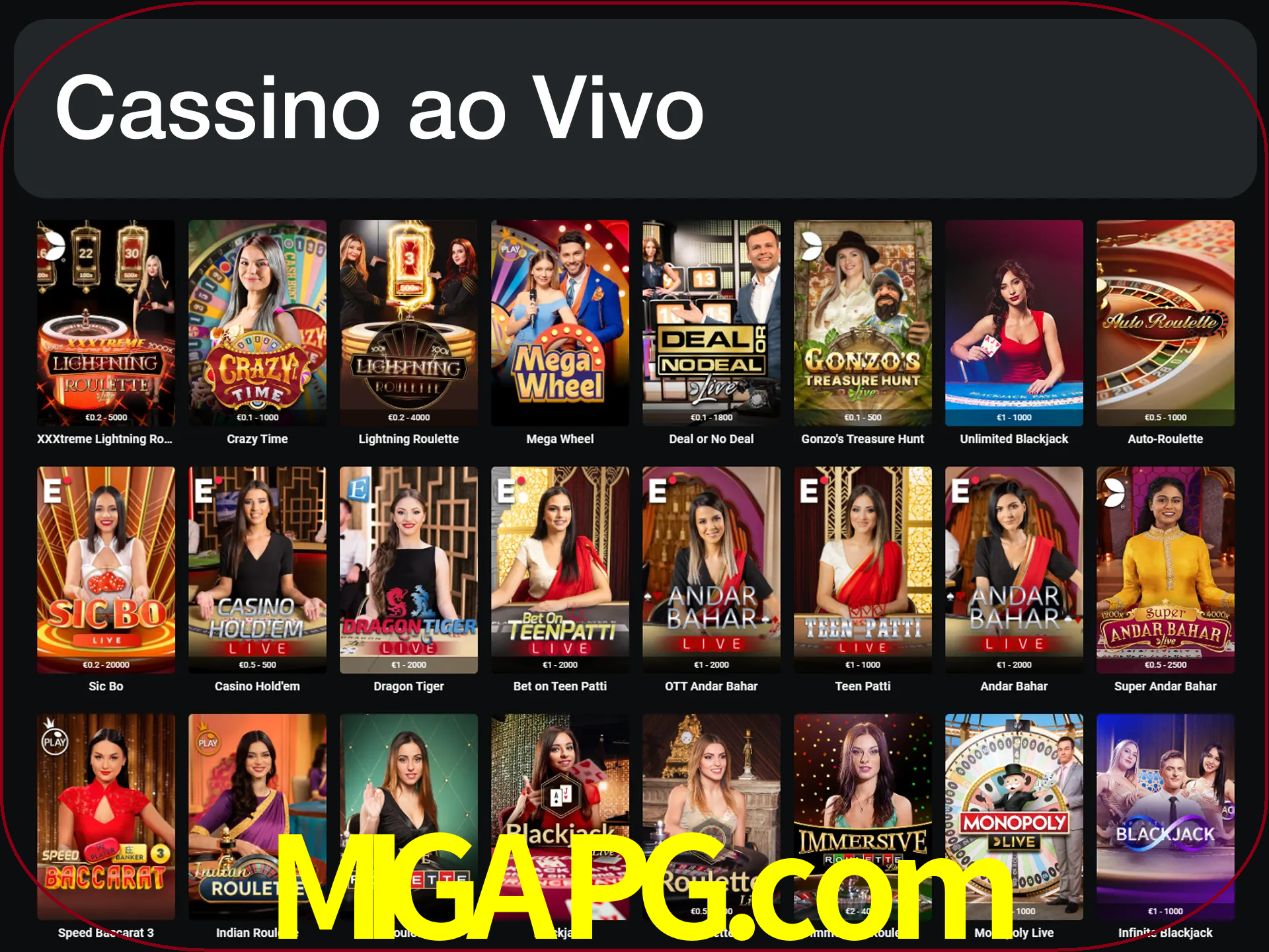 Jogue jogos de cassino com um verdadeiro dealer.