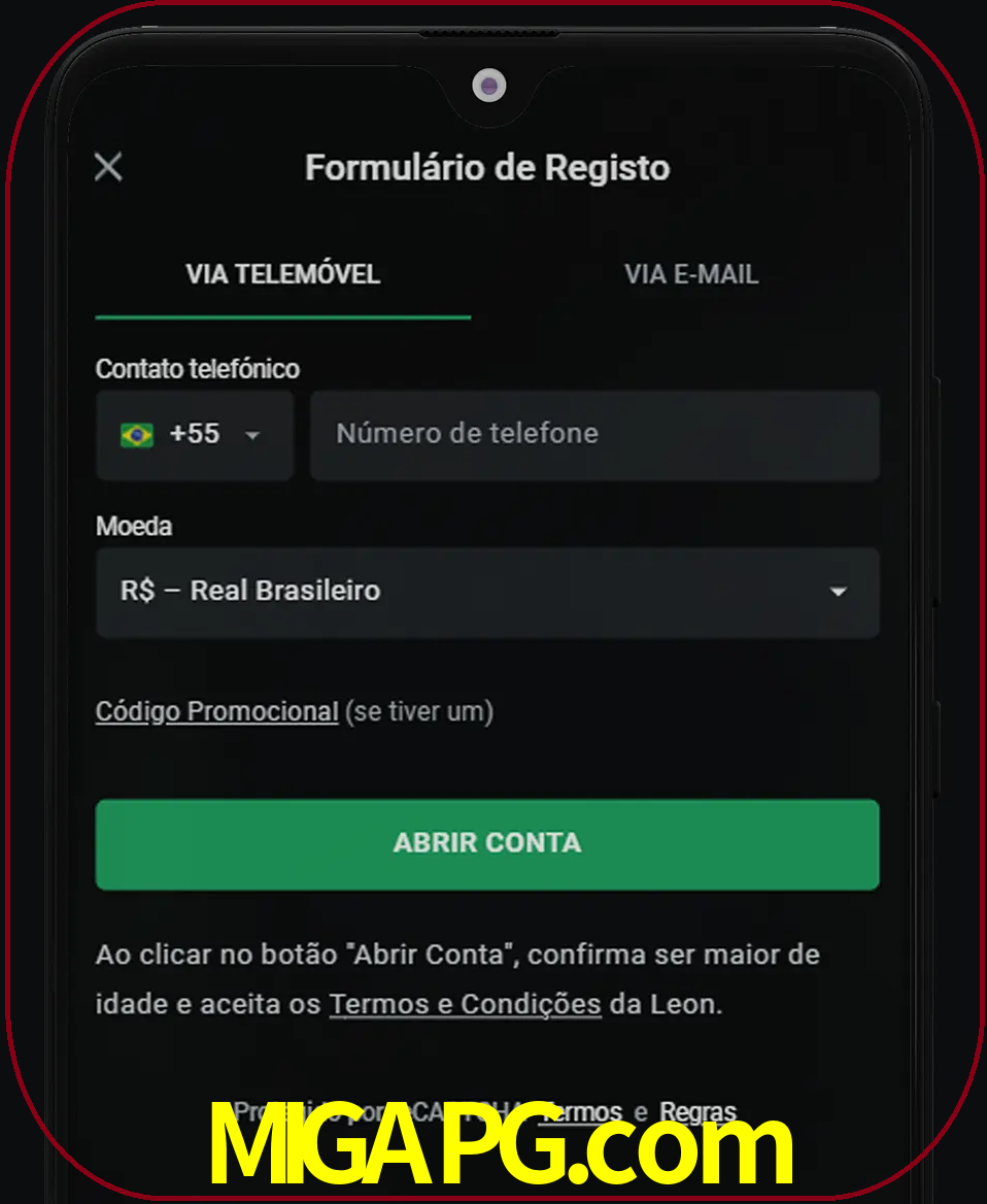 Abra o aplicativo e inicie o processo de registro.