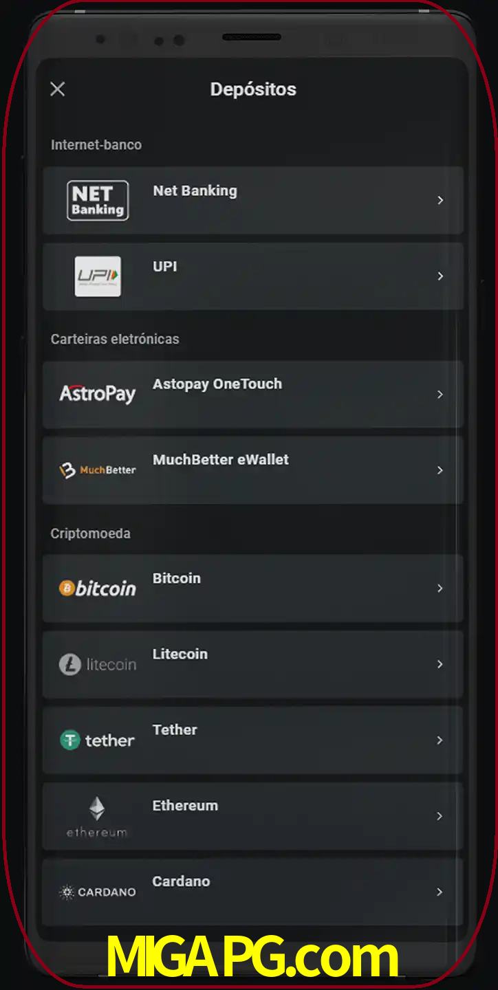 Você pode usar métodos alternativos de depósito.